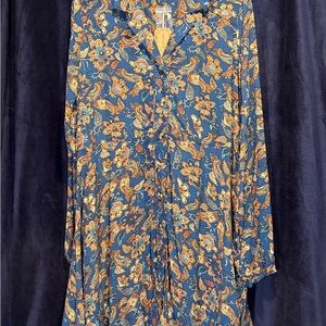 NWT Natural Life size Large Vibrant blue and brown Paisley flower Dress
